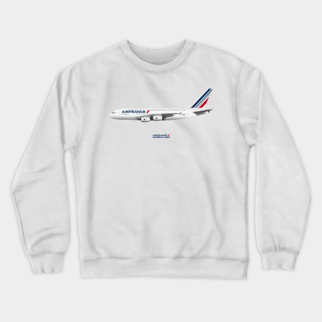 Illustration of Air France Airbus A380 Crewneck Sweatshirt by SteveHClark